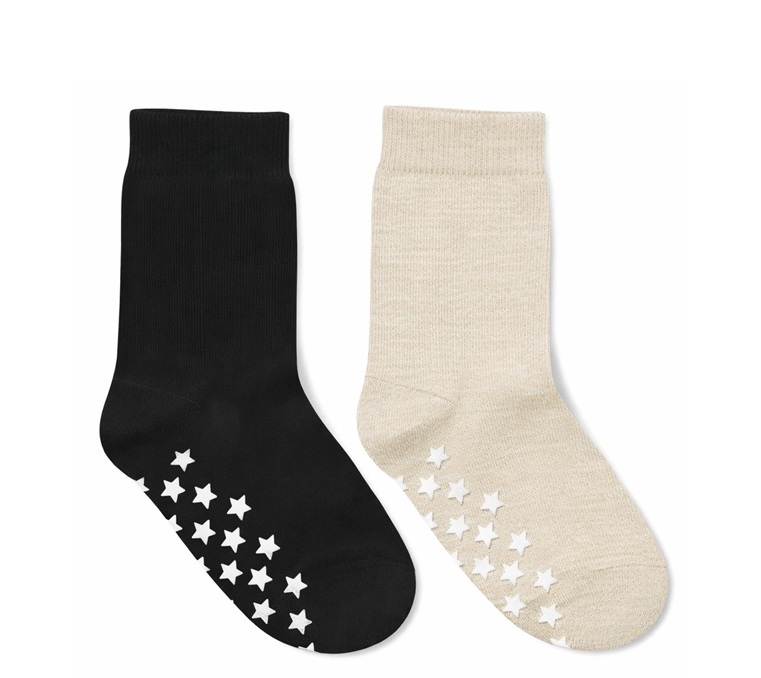 2-Pack Halkstrumpor Barn Svart & Beige