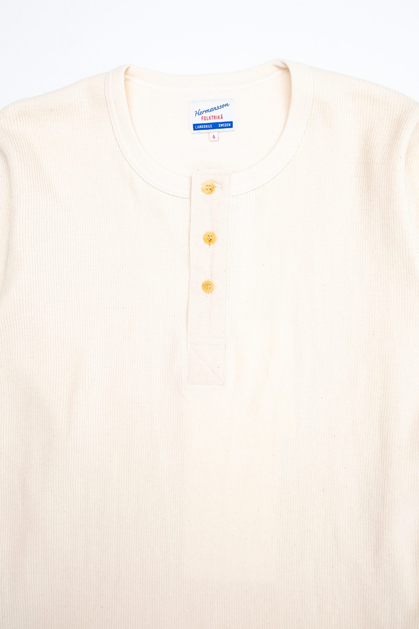 Hermansson Folktrikå - Lahmann Henley Shirt Off-White - 3