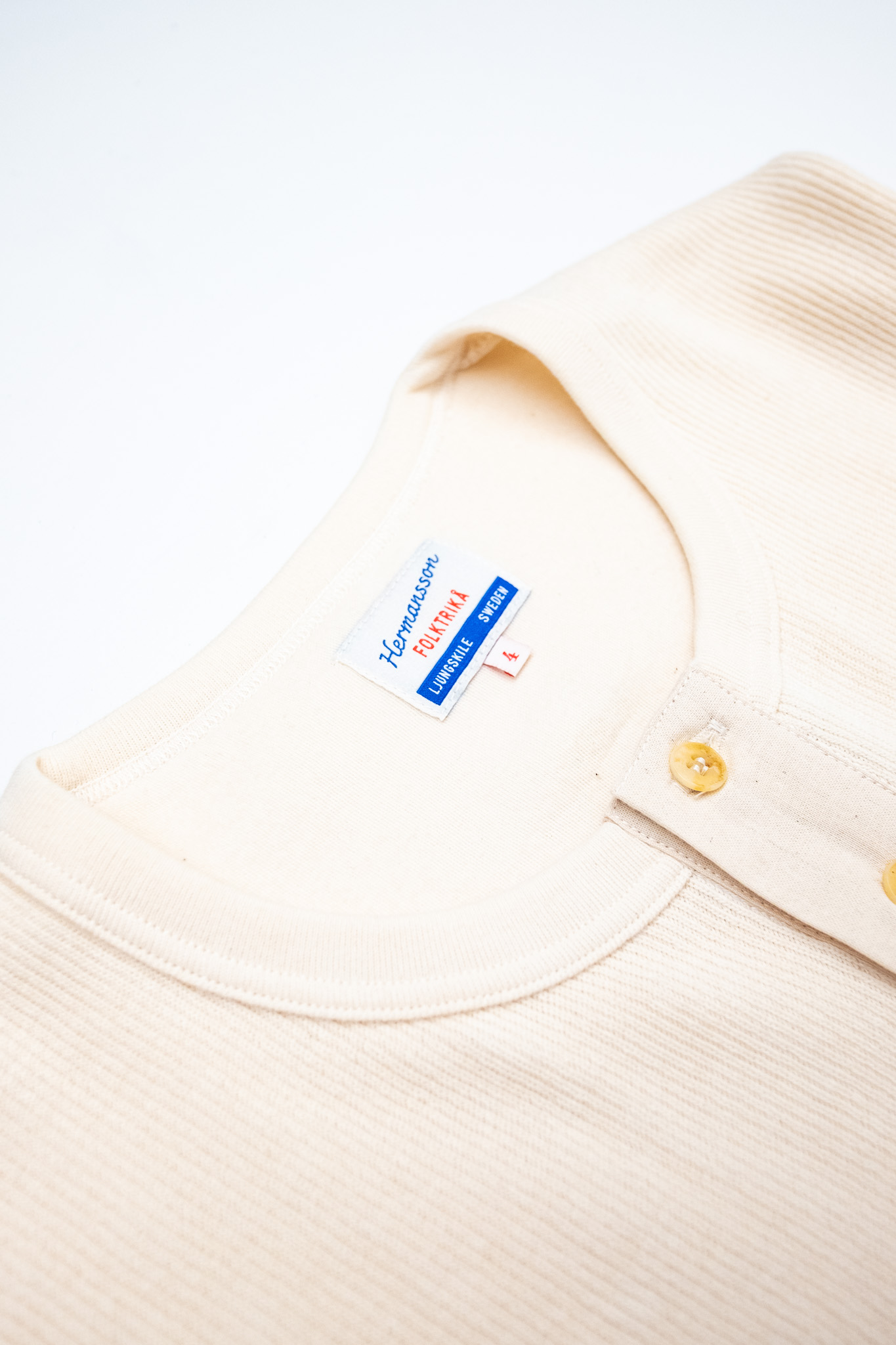 Hermansson Folktrikå - Lahmann Henley Shirt Off-White - 4
