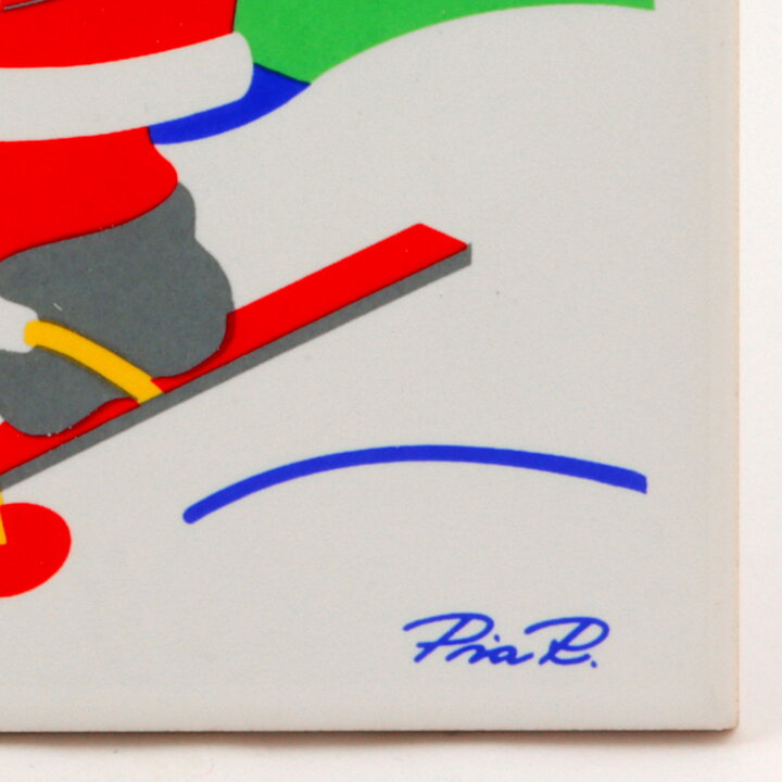 Pia Rönndahl (God Jul 1985) Quadratic Wall Plaque Santa's Ski Trip 15 cm <with Box>