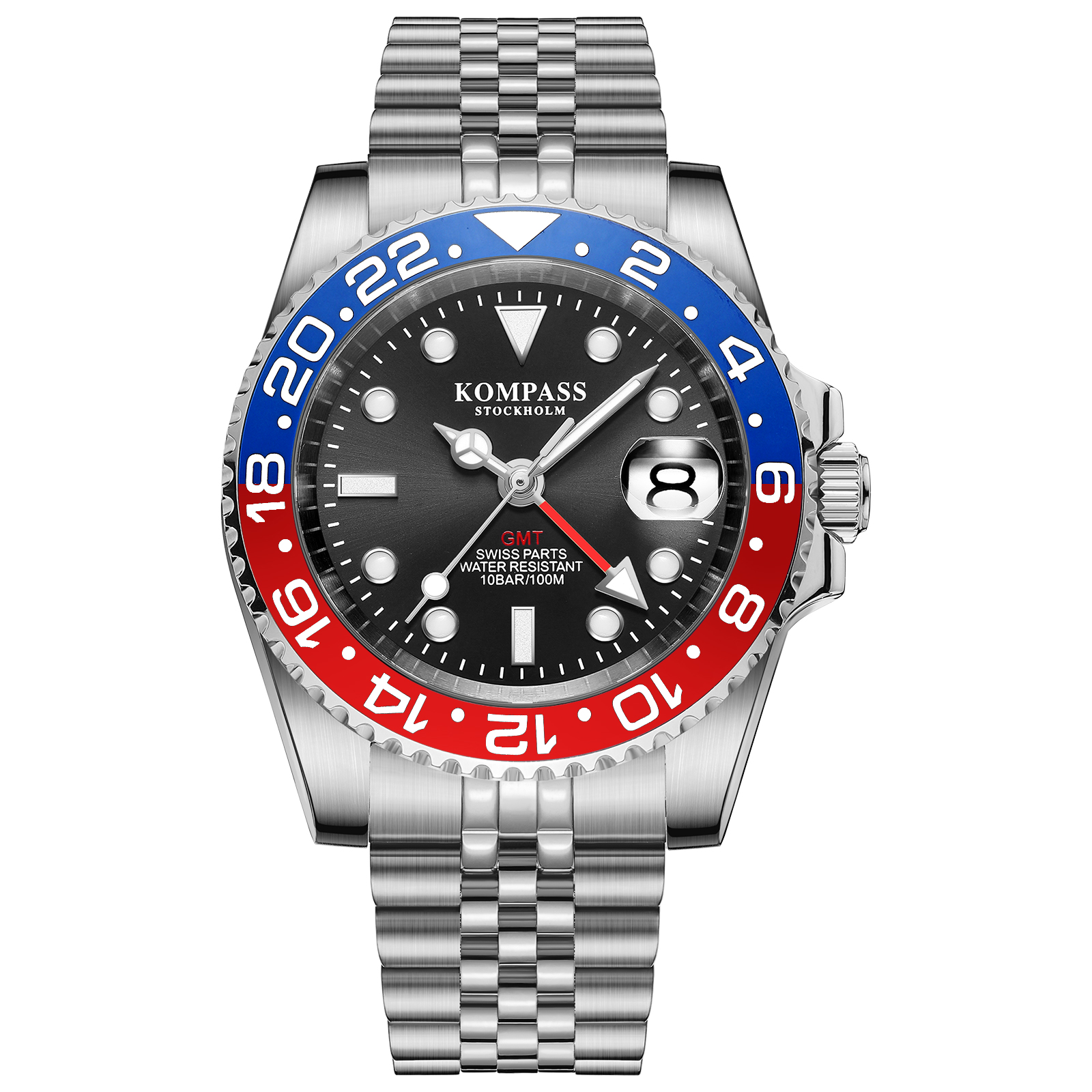 Kompass GMT-Professional Jubilee Sapphire Steel Black Blue Red
