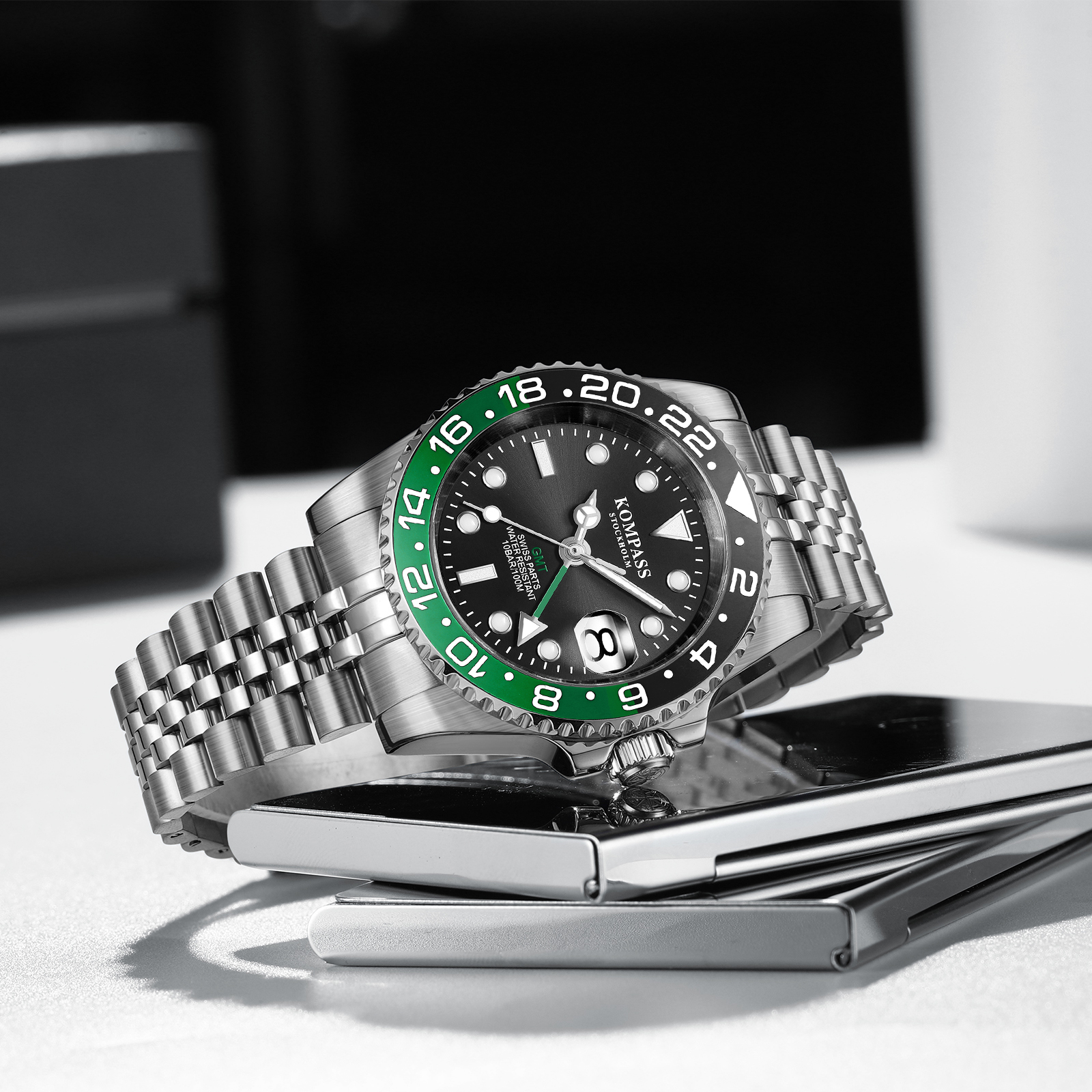 Kompass GMT-Professional Jubilee Sapphire Steel Black Green - 6