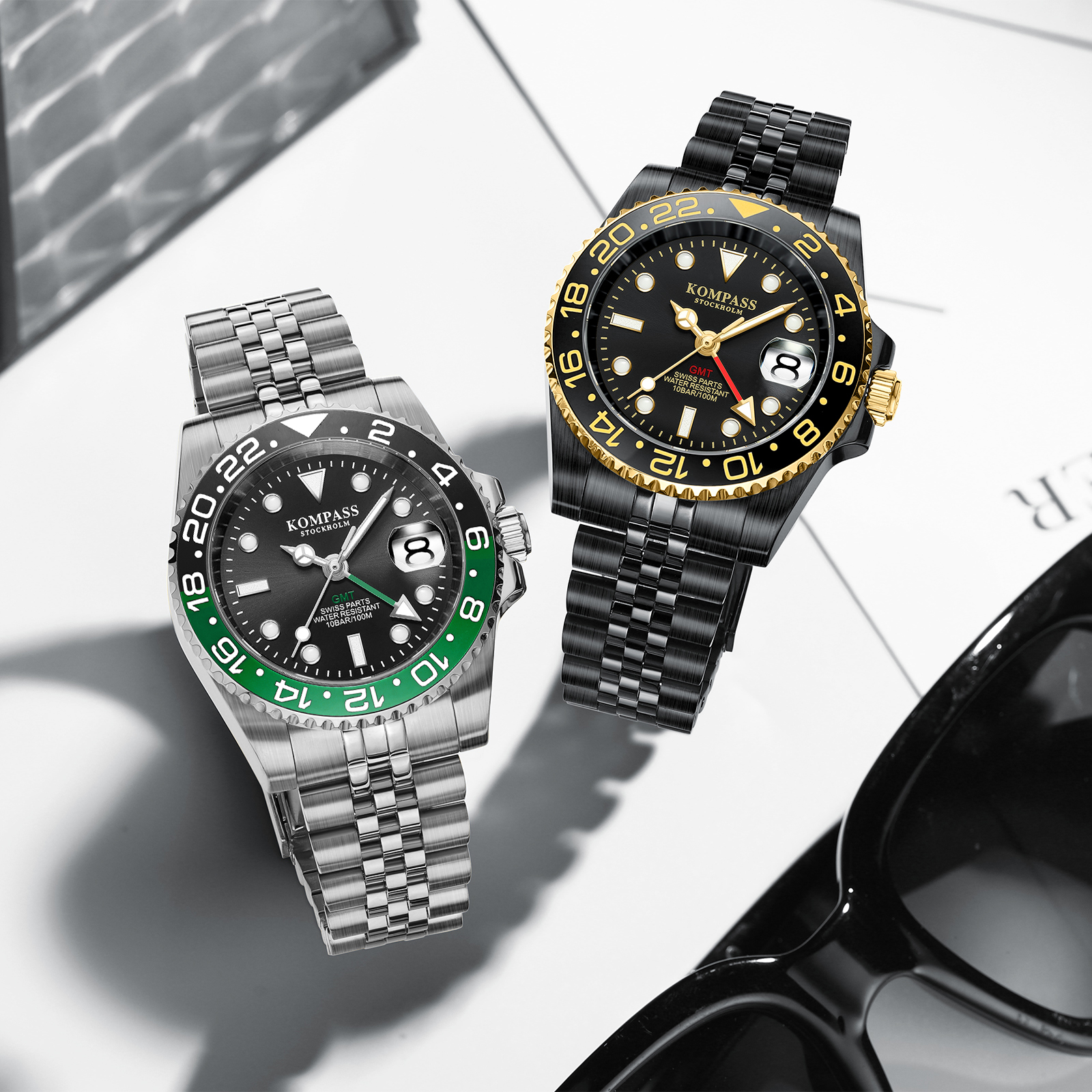 Kompass GMT-Professional Jubilee Sapphire Steel Black Green - 8