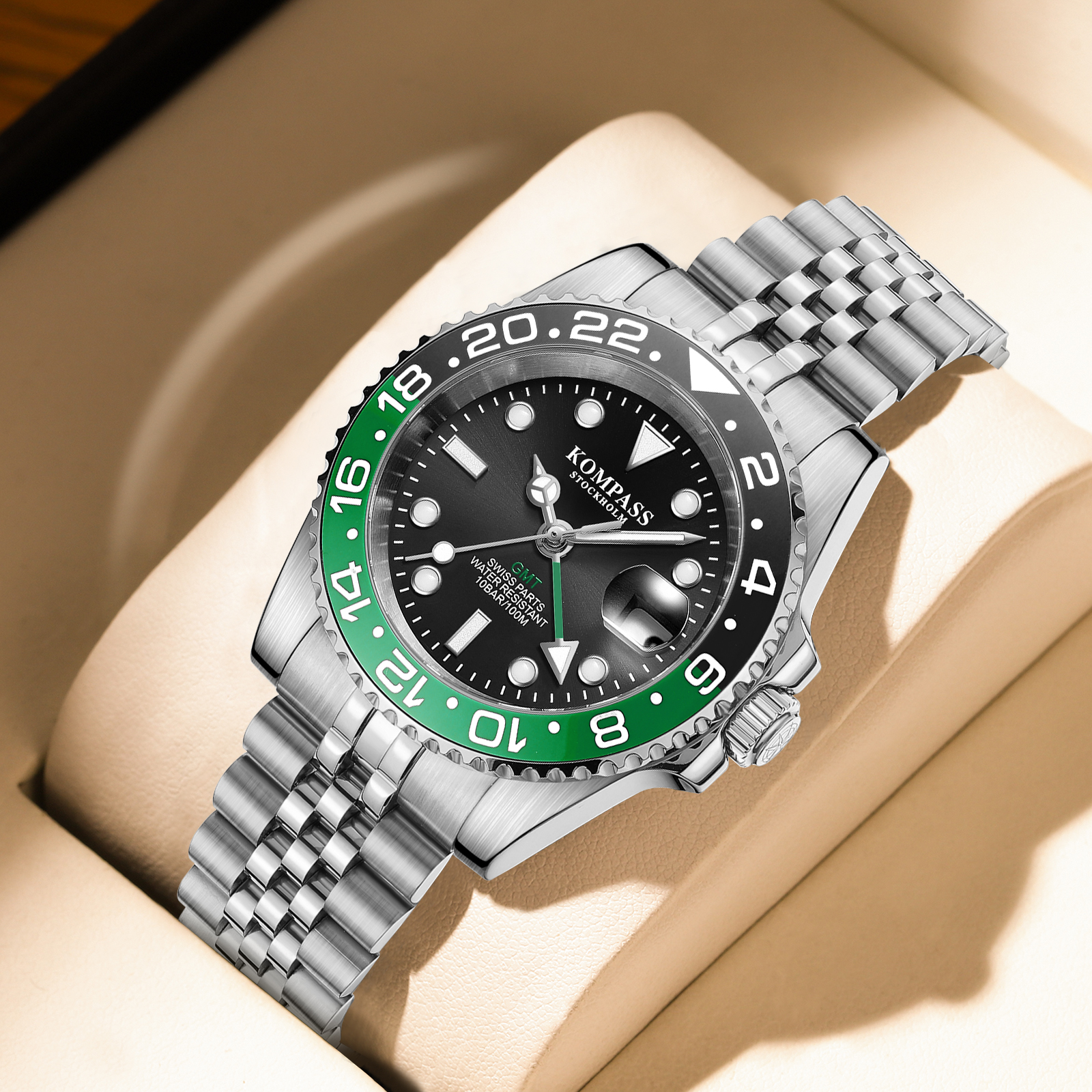 Kompass GMT-Professional Jubilee Sapphire Steel Black Green - 7