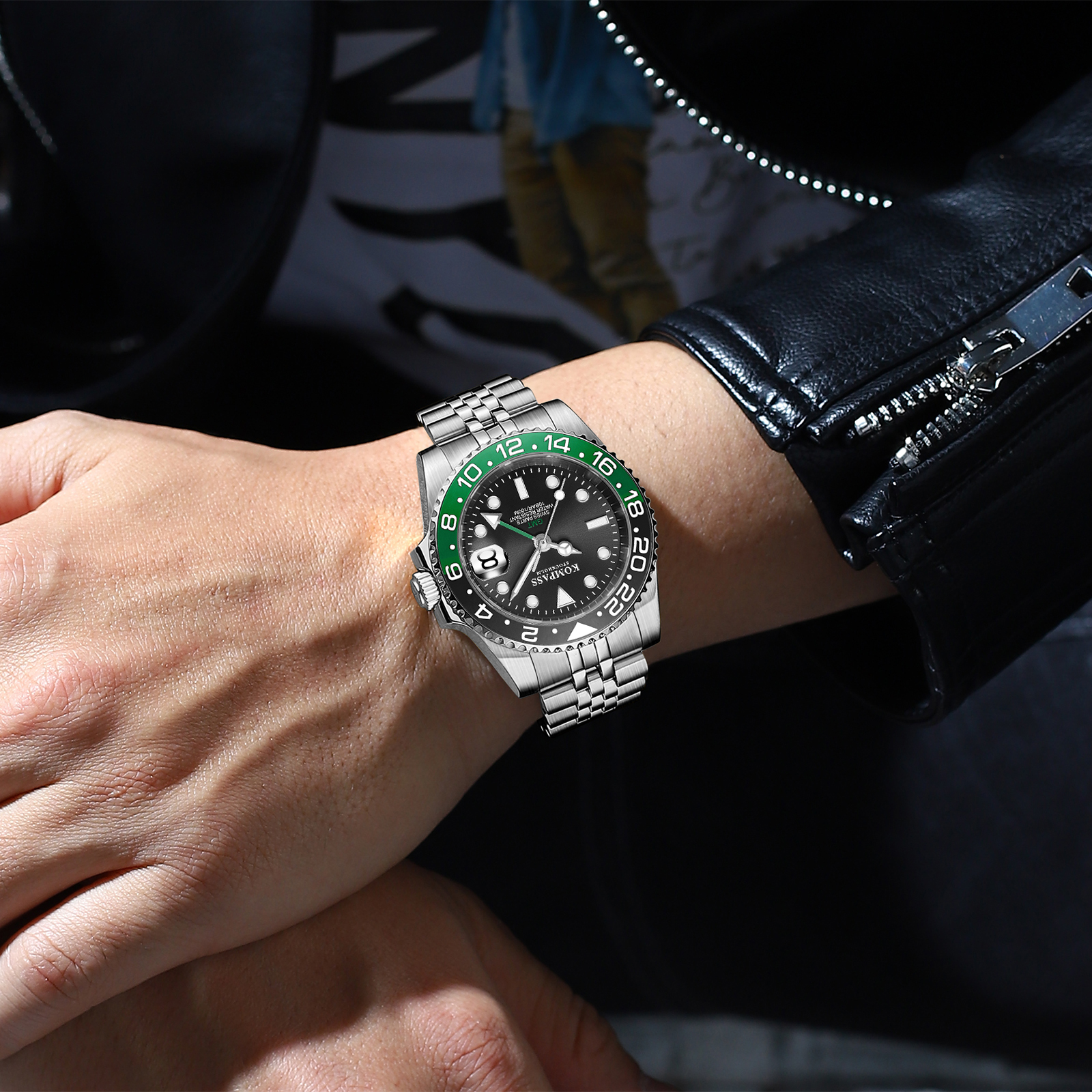Kompass GMT-Professional Jubilee Sapphire Steel Black Green - 5