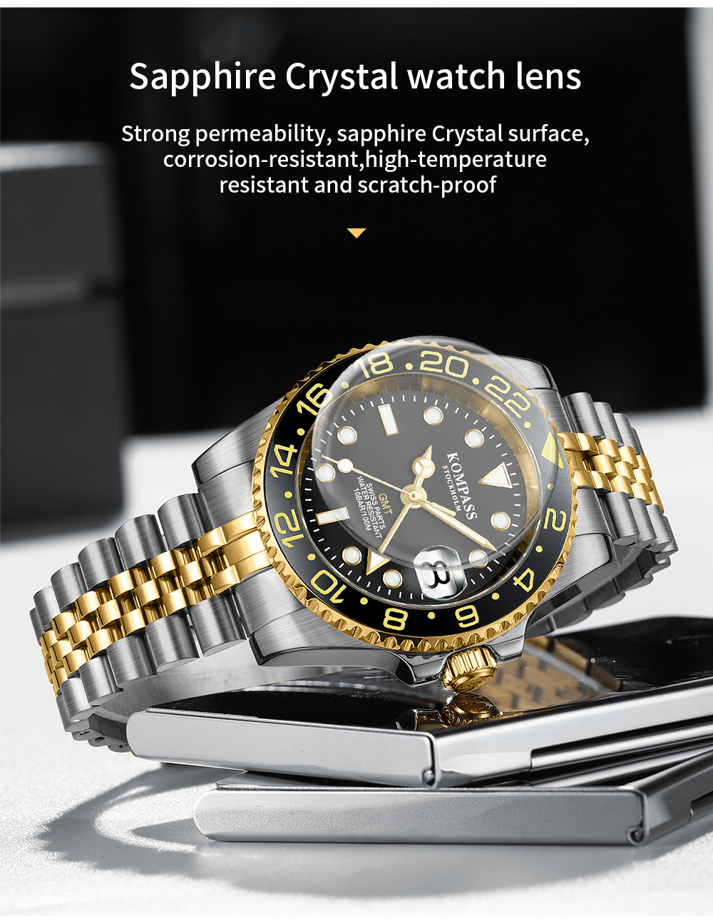 Kompass GMT-Professional Jubilee Sapphire Steel Rose Black - 10