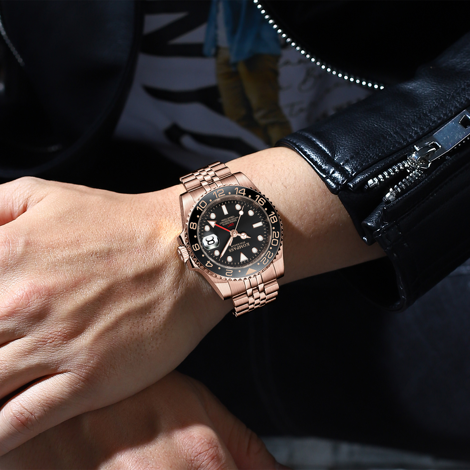 Kompass GMT-Professional Jubilee Sapphire Steel Rose Black - 5