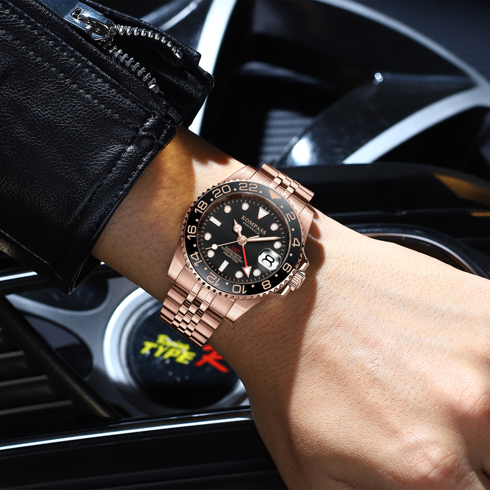 Kompass GMT-Professional Jubilee Sapphire Steel Rose Black - 4