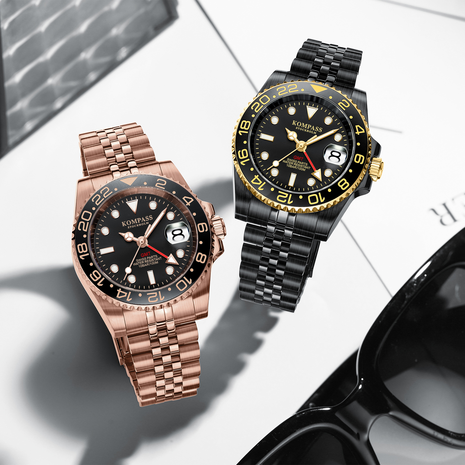 Kompass GMT-Professional Jubilee Sapphire Steel Rose Black - 8