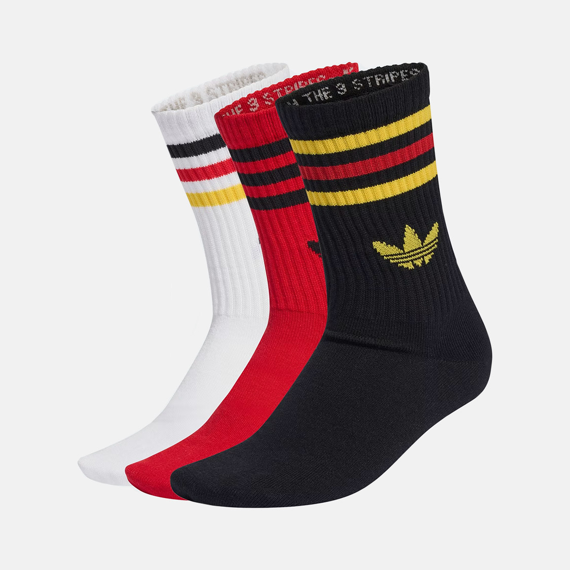 Adidas - 3-Stripes Crew Socks 3p White/Better Scarlet/Black