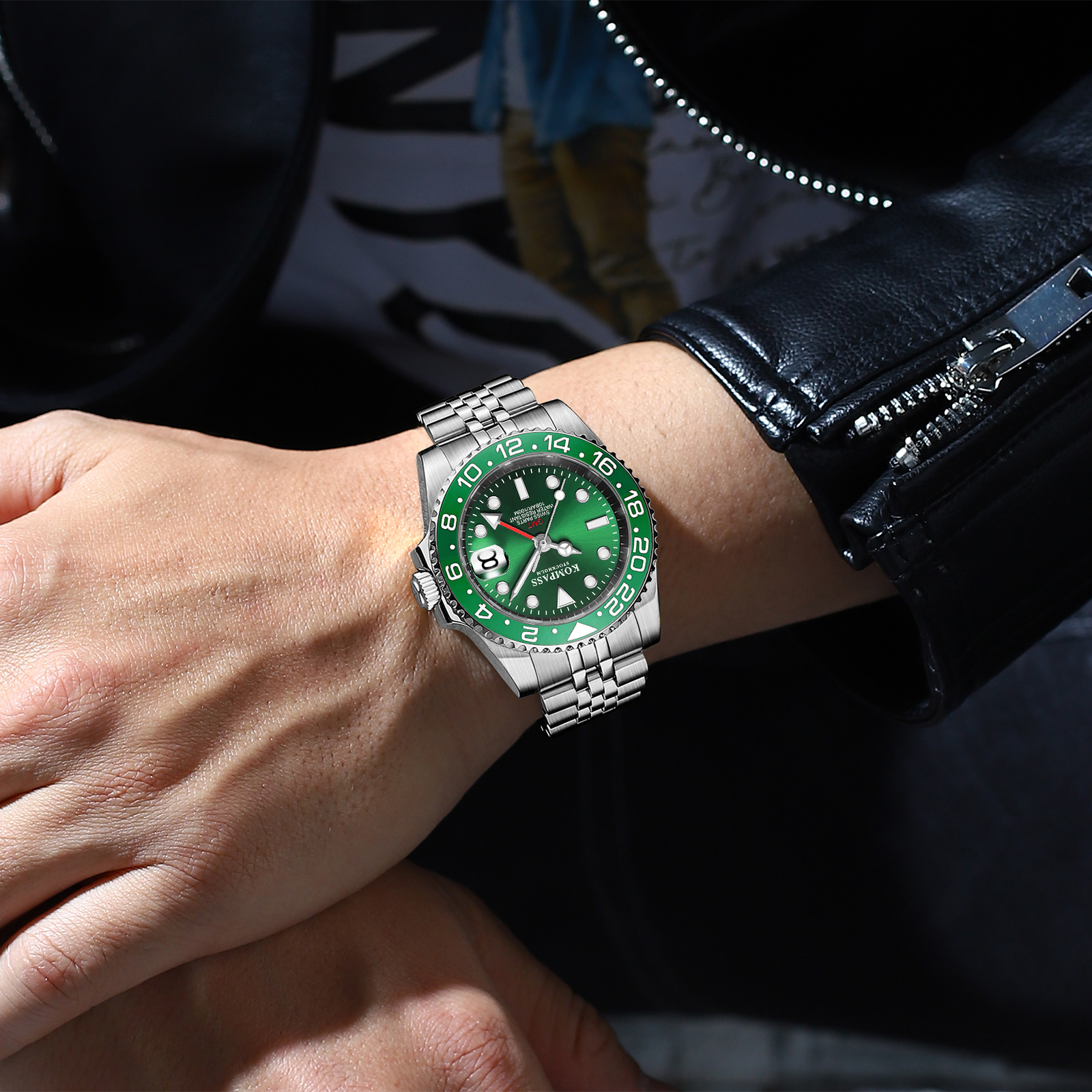 Kompass GMT-Professional Jubilee Sapphire Steel Green - 5