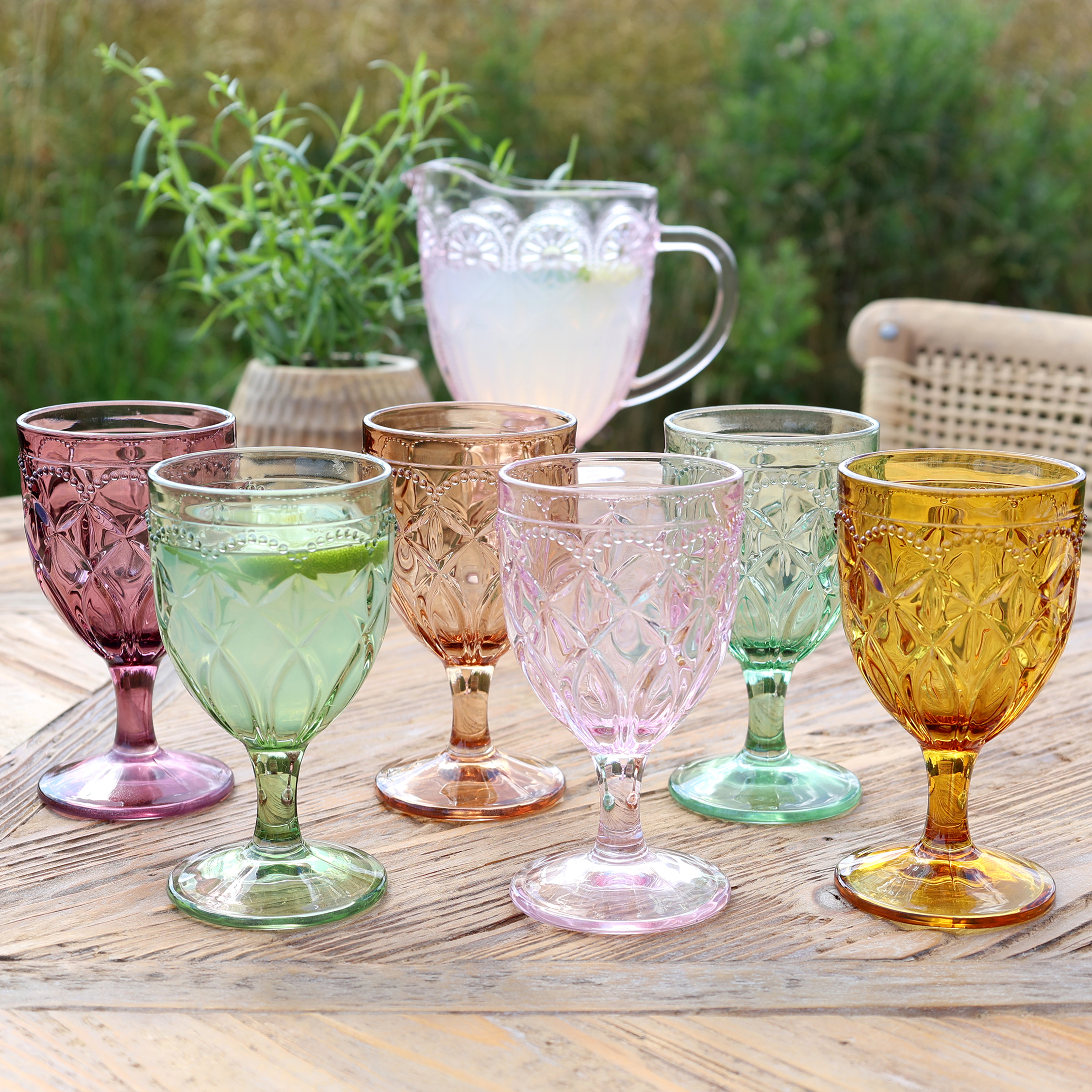 Wine glass with pattern - 1 piece - H15/Ø8 cm