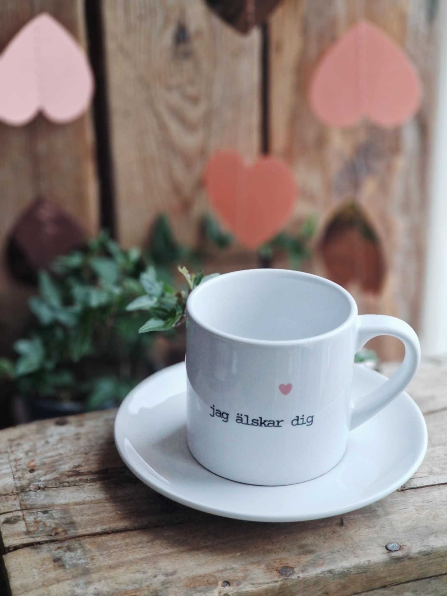 Liten mugg  med fat "Jag älskar dig"