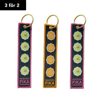 3 för 2 Nyckelring vävt band FIKA