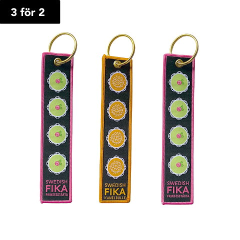 3 för 2 Nyckelring vävt band FIKA