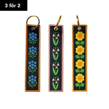 3 for 2 Keyring woven strap Swedish FLOWERS