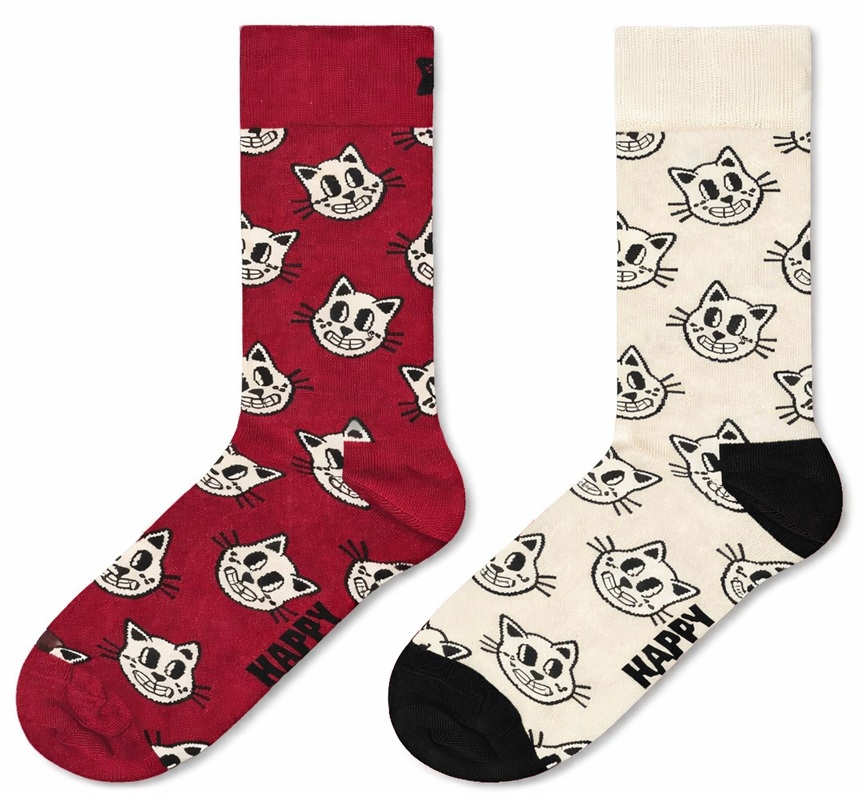 2-Pack Happy Socks Cat Socks