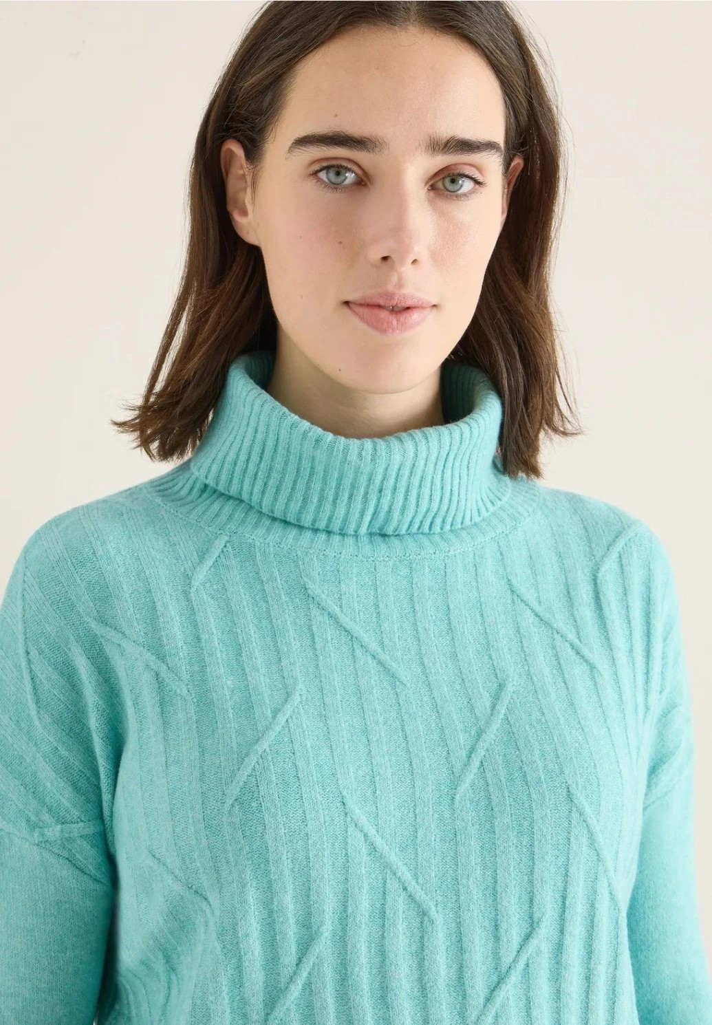 Cozy Graphic Rollneck - Foam Blue - Cecil