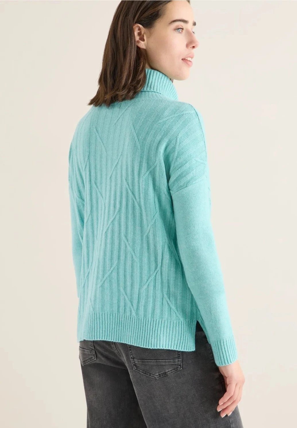 Cozy Graphic Rollneck - Foam Blue - Cecil