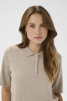 Saint Tropez Mila SZ Polo SS Pullover Greige Melange