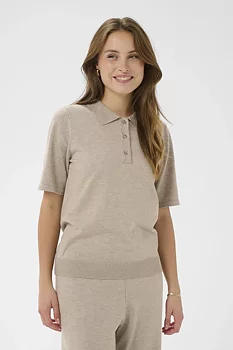 Saint Tropez Mila SZ Polo SS Pullover Greige Melange