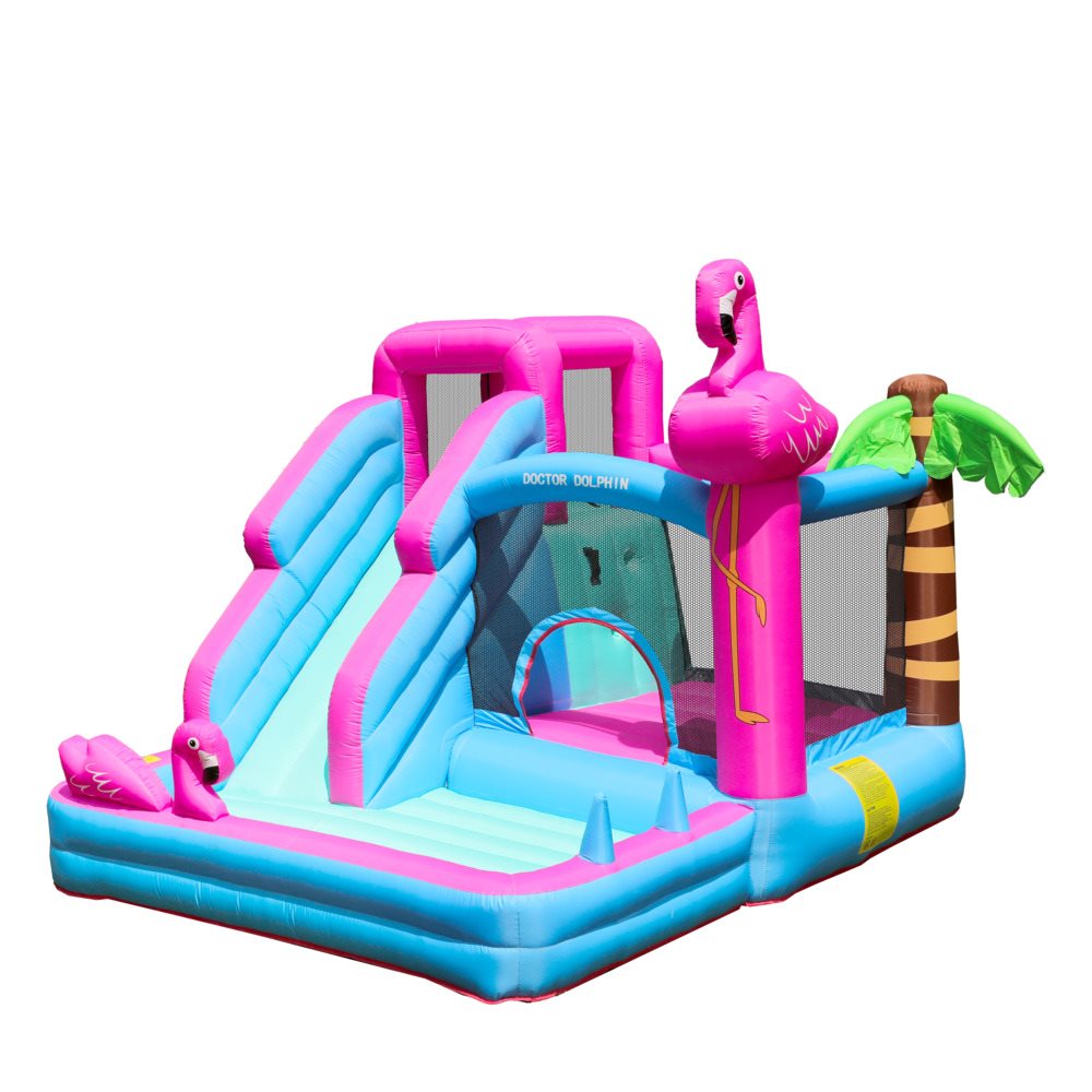 Doctor Dolphin Flamingo Hoppborg för barn – Komplett med 450W fläkt