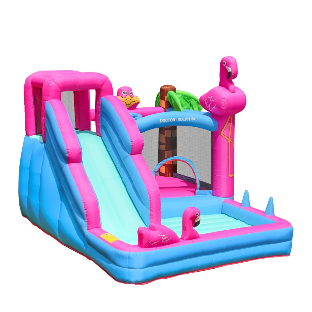 Doctor Dolphin Flamingo Hoppborg för barn – Komplett med 450W fläkt - 4