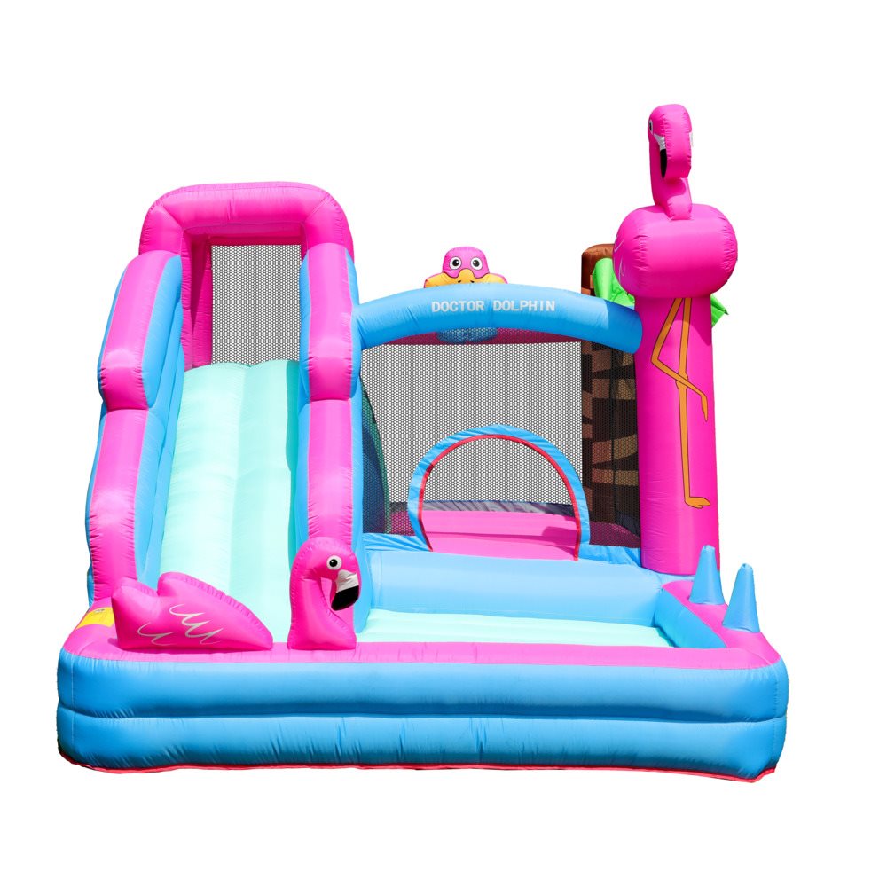 Doctor Dolphin Flamingo Hoppborg för barn – Komplett med 450W fläkt - 6