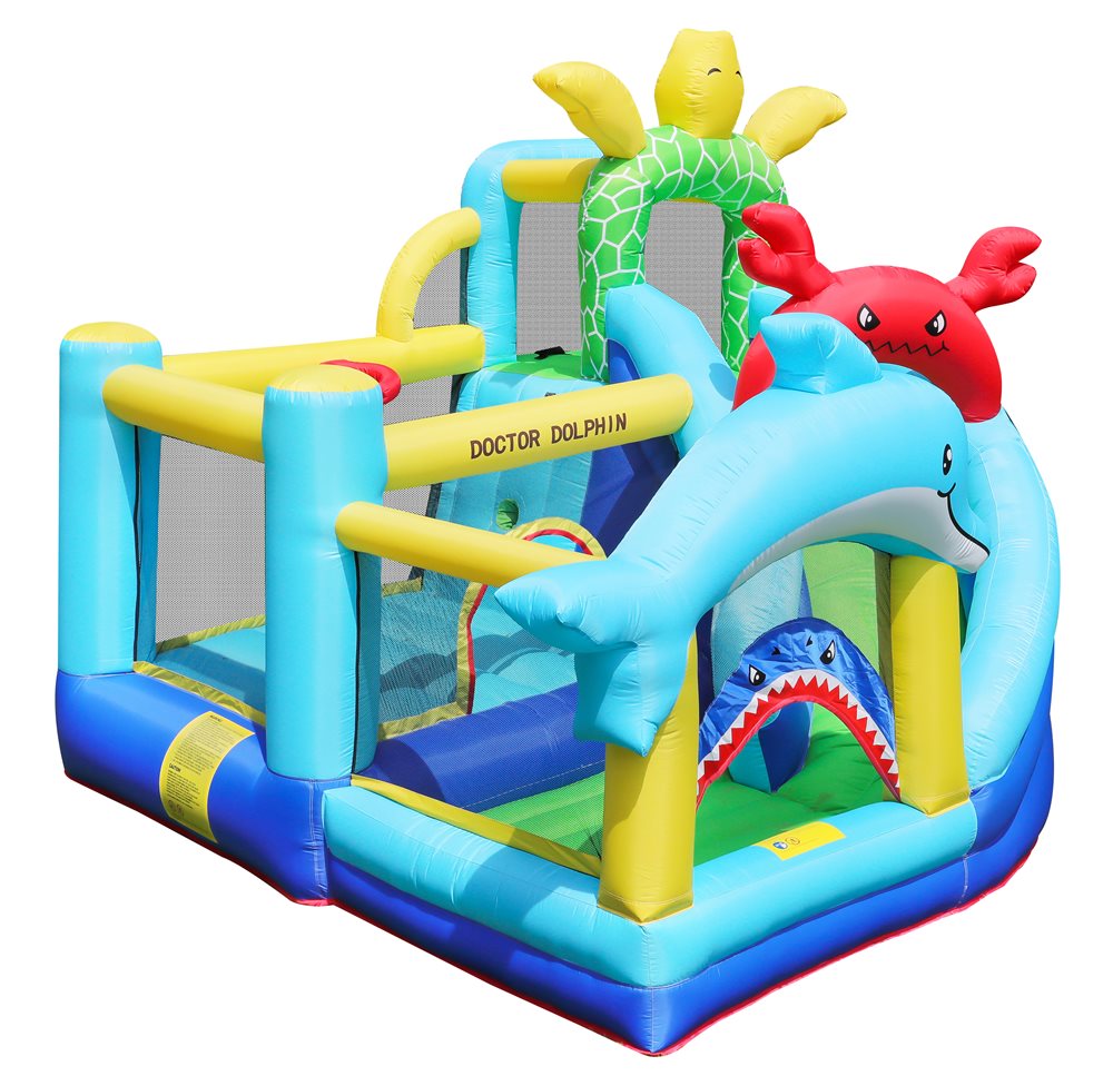 Doctor Dolphin Sea Animals Hoppborg för barn – Komplett med 450W fläkt - 2