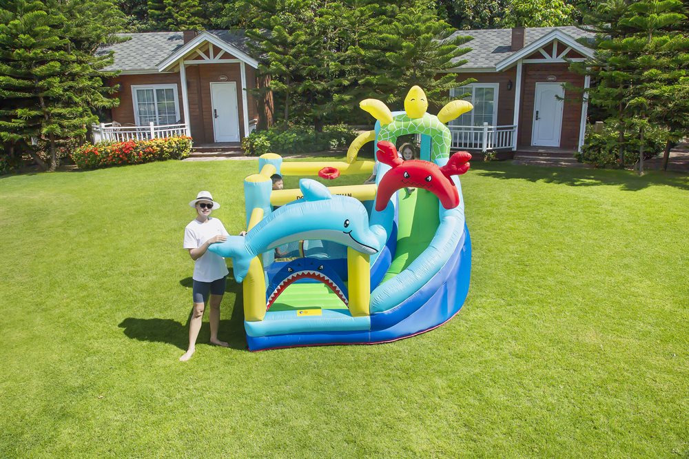 Doctor Dolphin Sea Animals Hoppborg för barn – Komplett med 450W fläkt - 3
