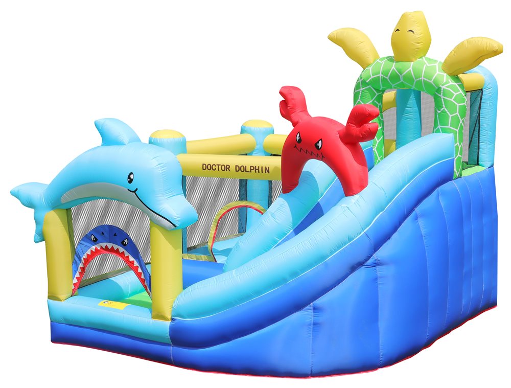 Doctor Dolphin Sea Animals Hoppborg för barn – Komplett med 450W fläkt - 4