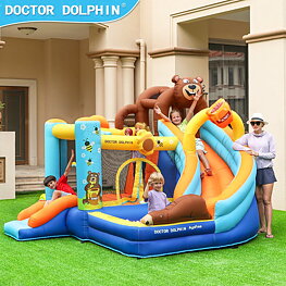 Doctor Dolphin Honey Bear Hoppborg för barn – Komplett med 450W fläkt