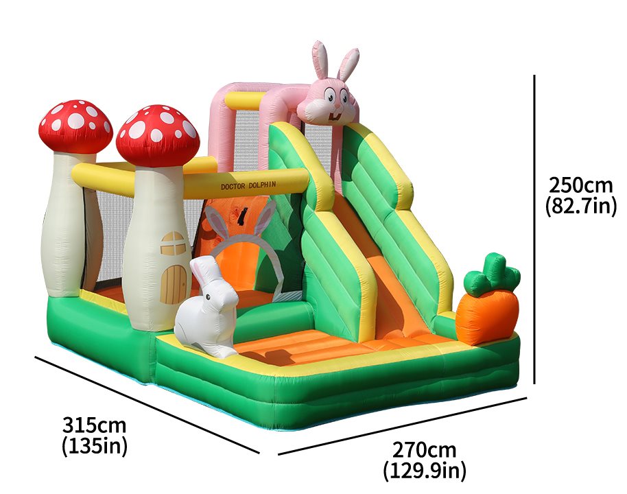 Doctor Dolphin Rabbit Hoppborg för barn – Komplett med 450W fläkt - 4