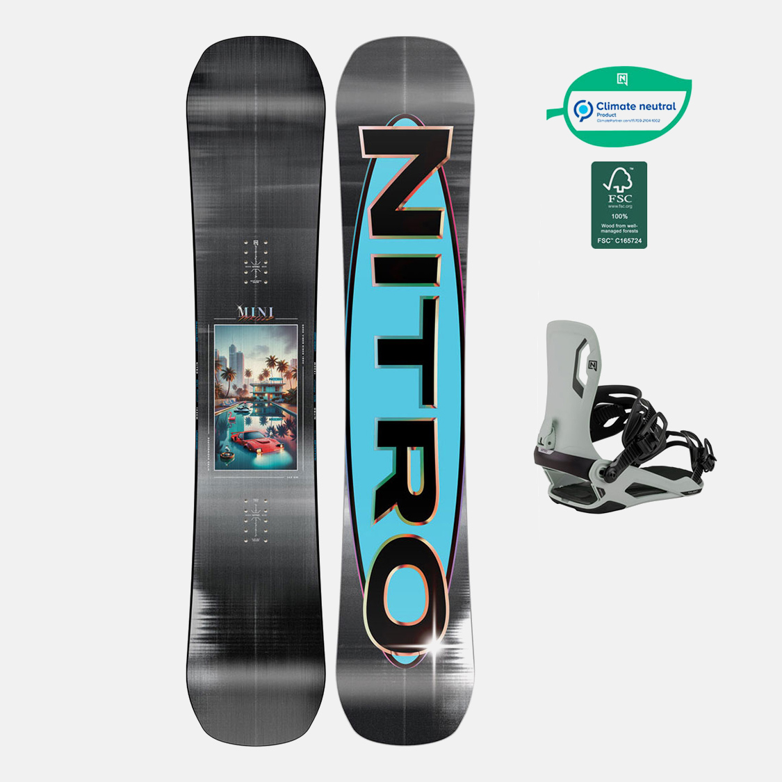 Nitro Snowboard Set - Mini Thrills 138 + Talent Natural Gray S