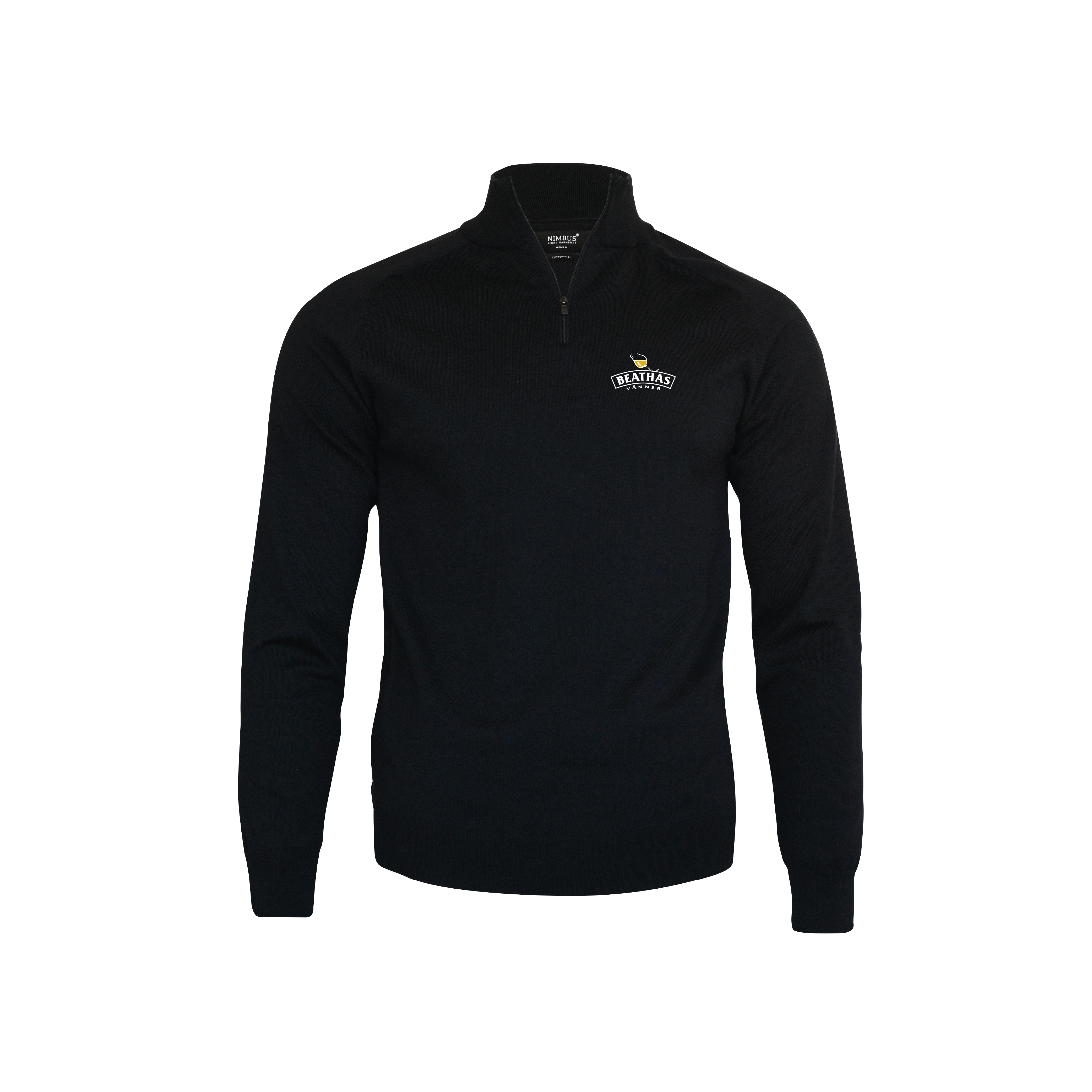 BV 1/4 Zip Stickad svart