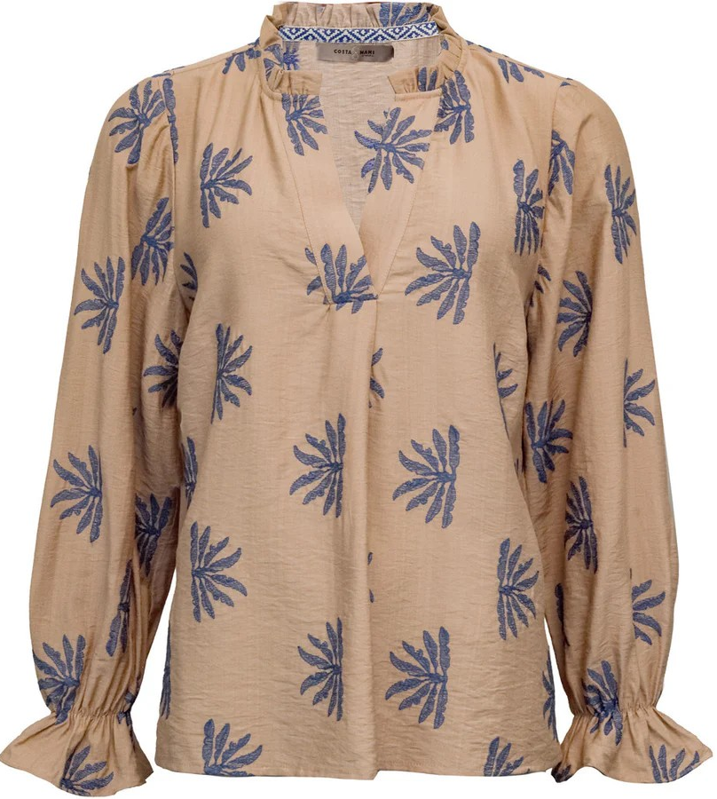 Miley Blouse - Sand/Blue Pattern - Costa Mani