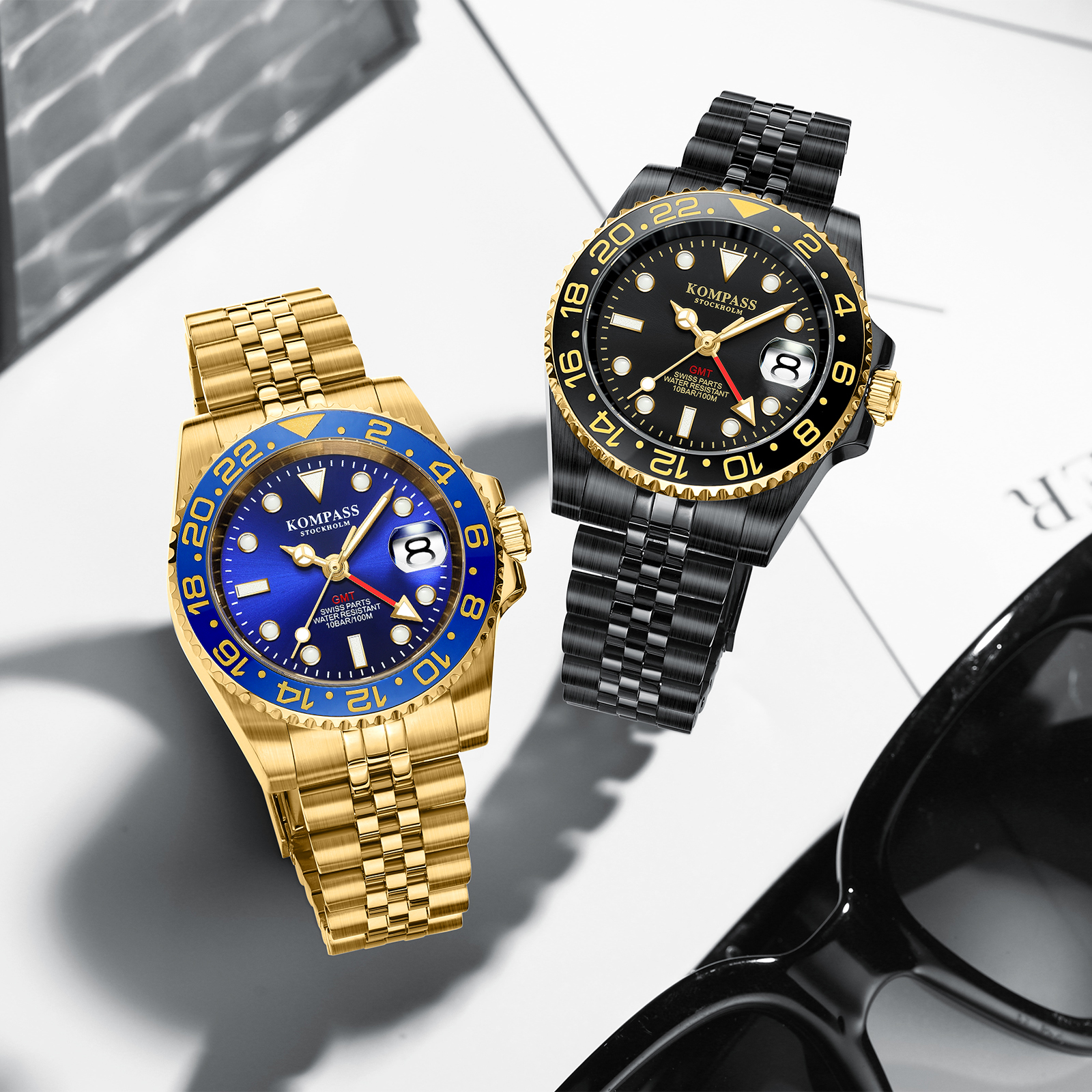 Kompass GMT-Professional Jubilee Sapphire Steel Gold Blue - 8