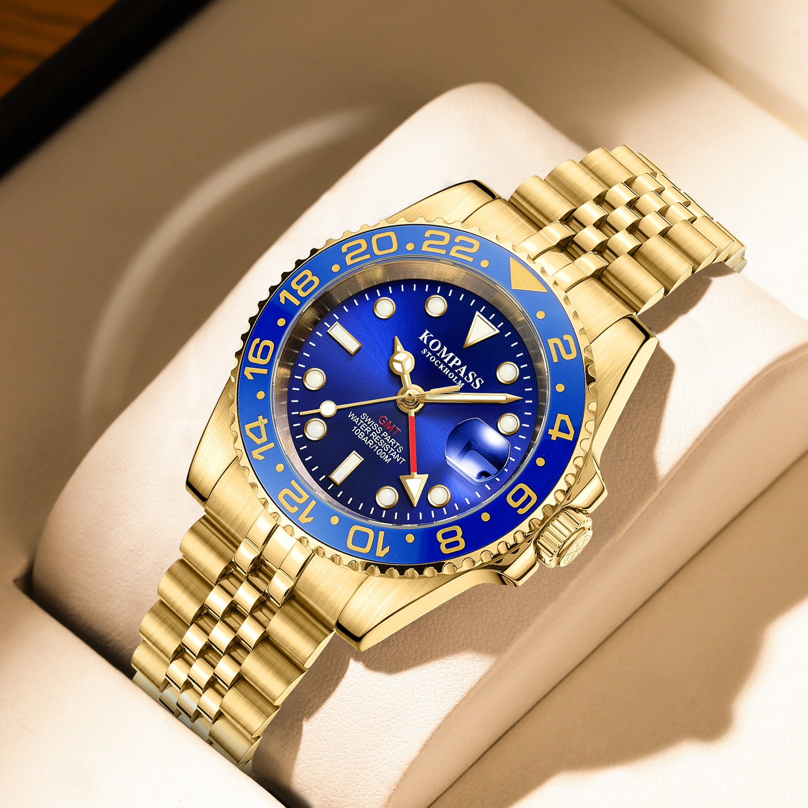 Kompass GMT-Professional Jubilee Sapphire Steel Gold Blue - 7