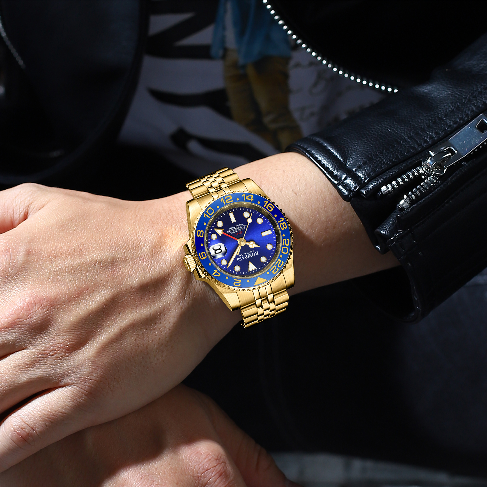 Kompass GMT-Professional Jubilee Sapphire Steel Gold Blue - 5