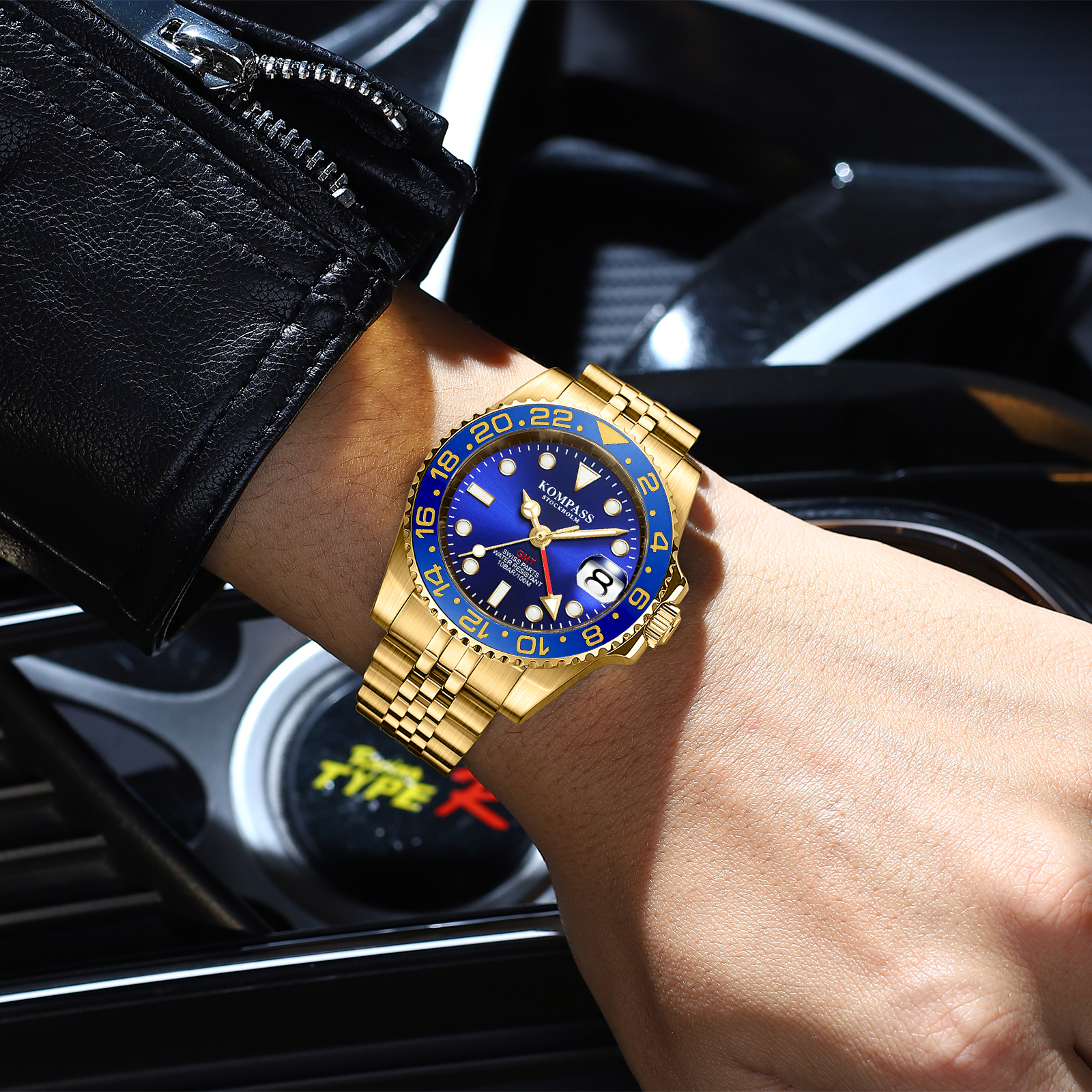 Kompass GMT-Professional Jubilee Sapphire Steel Gold Blue - 4