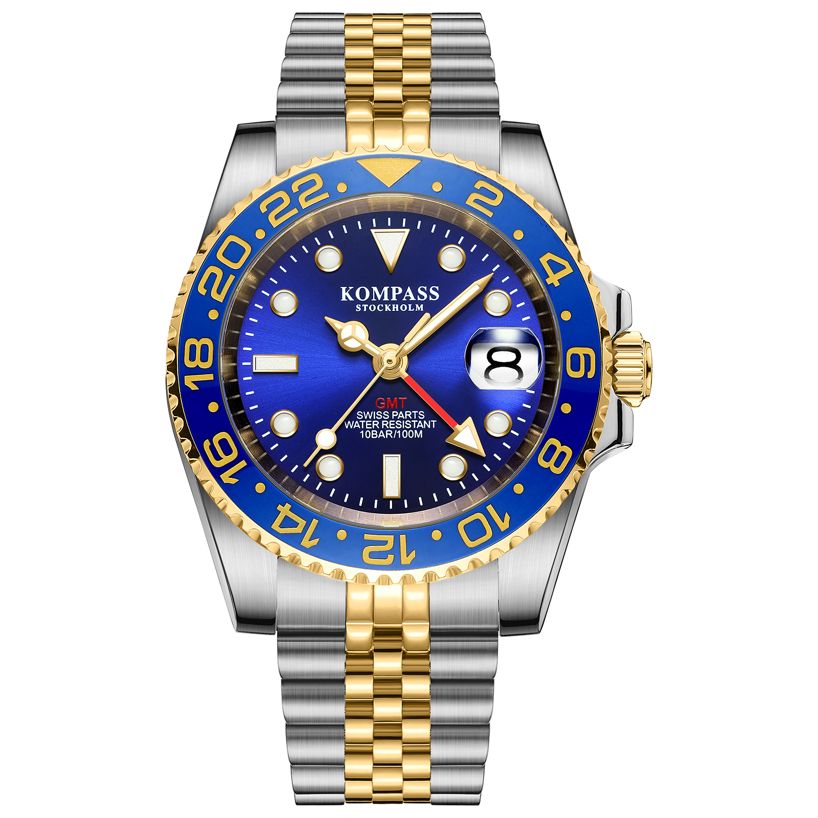 Kompass GMT-Professional Jubilee Sapphire Steel Silver Gold Blue