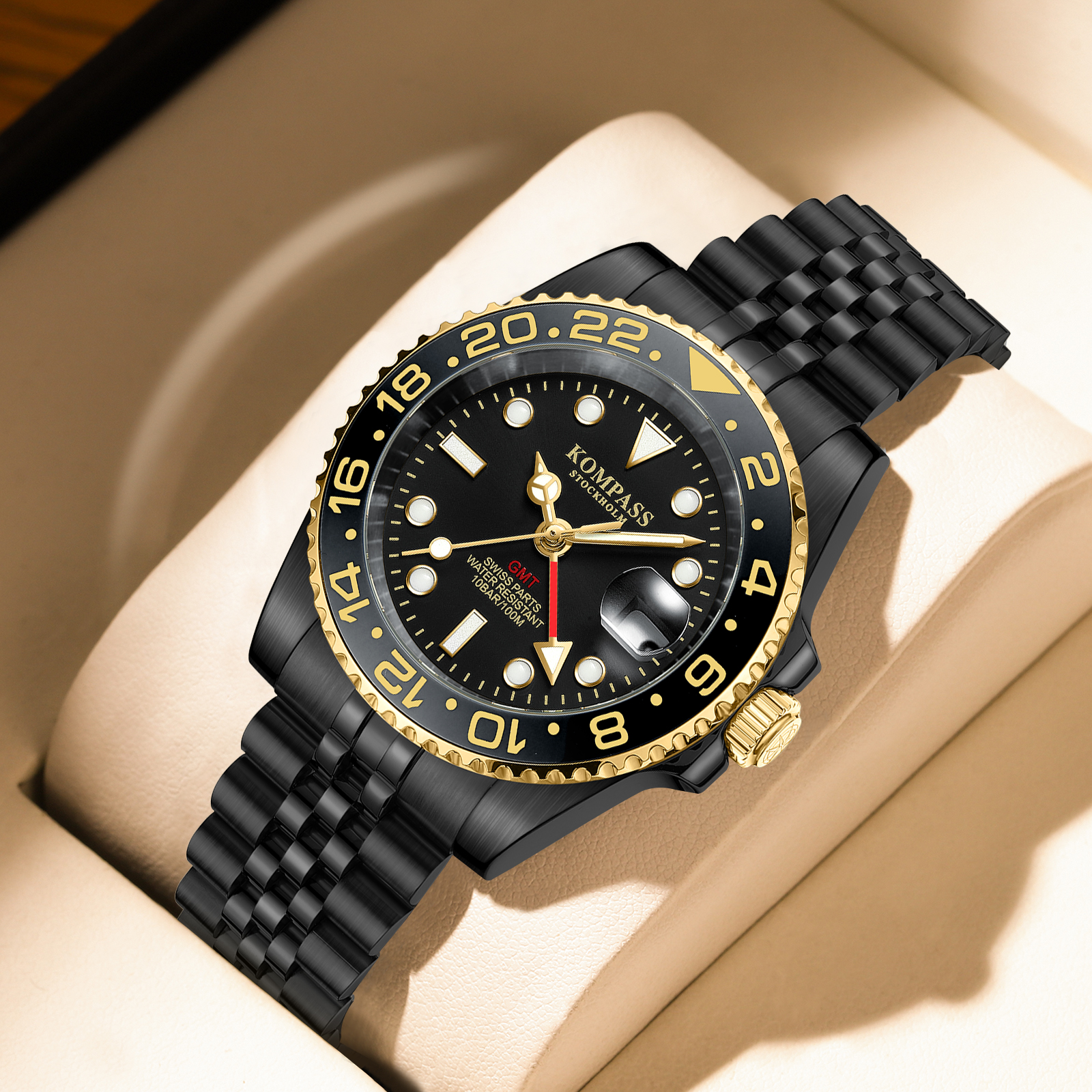 Kompass GMT-Professional Jubilee Sapphire Steel Black Gold - 6