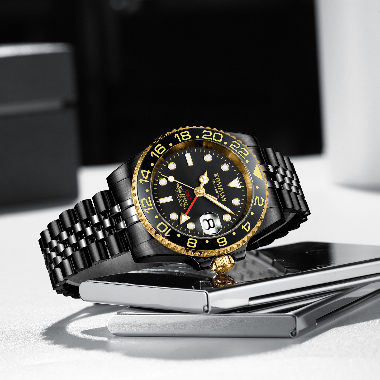 Kompass GMT-Professional Jubilee Sapphire Steel Black Gold - 5