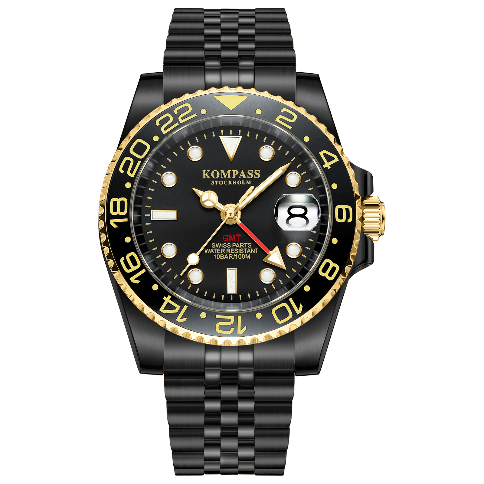 Kompass GMT-Professional Jubilee Sapphire Steel Black Gold