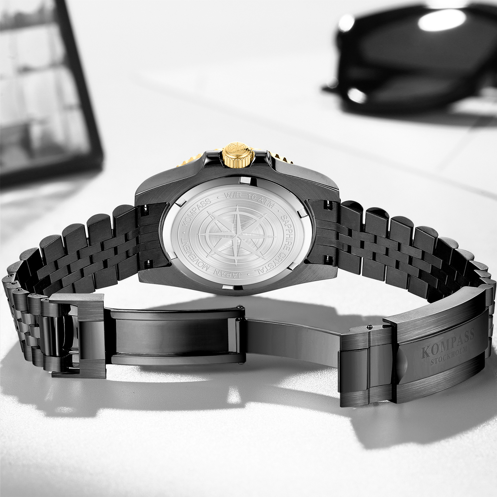 Kompass GMT-Professional Jubilee Sapphire Steel Black Gold - 8