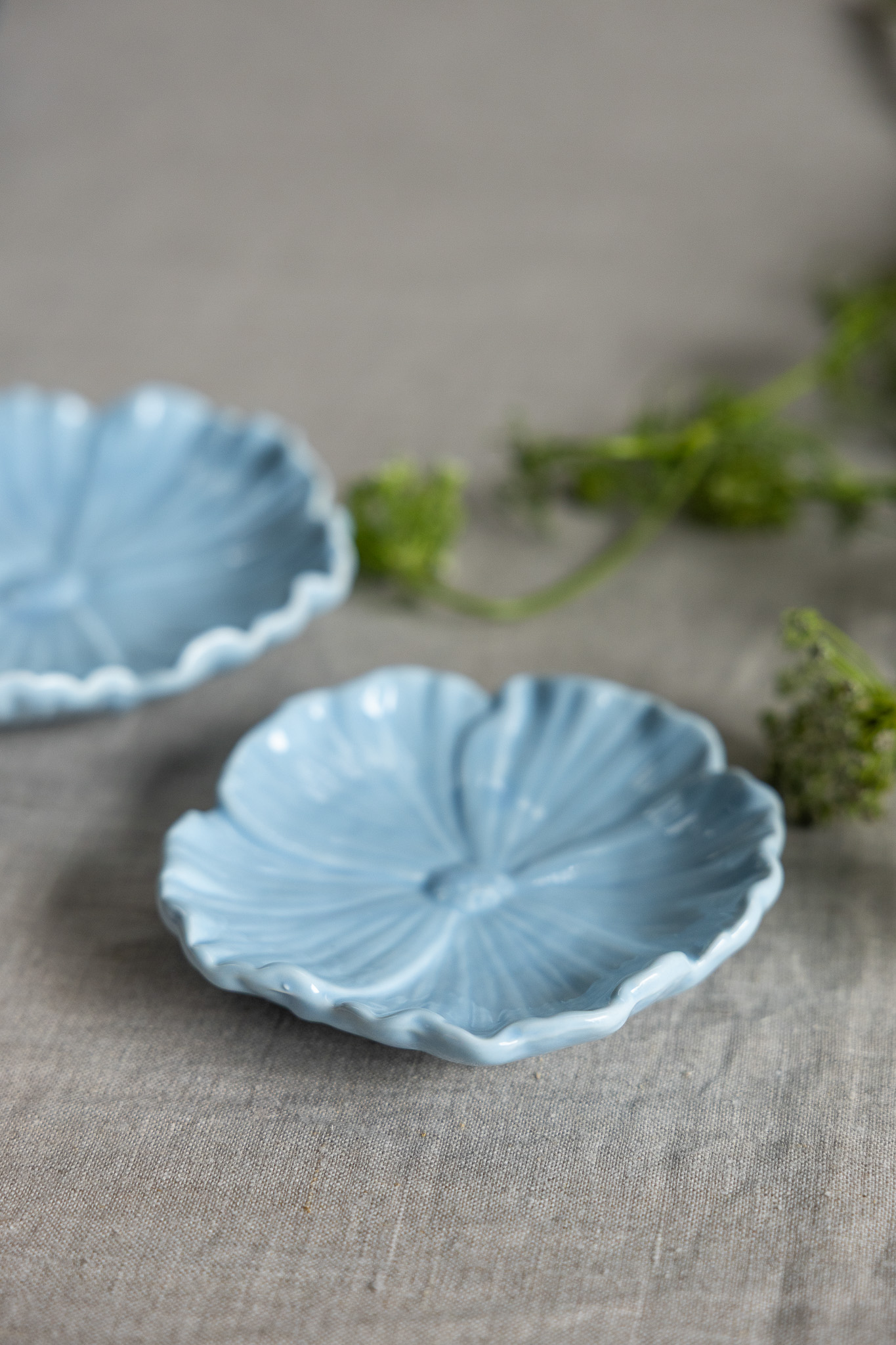 Flowers - Dish - Flower - Ceramic - Light blue - 13x13 cm