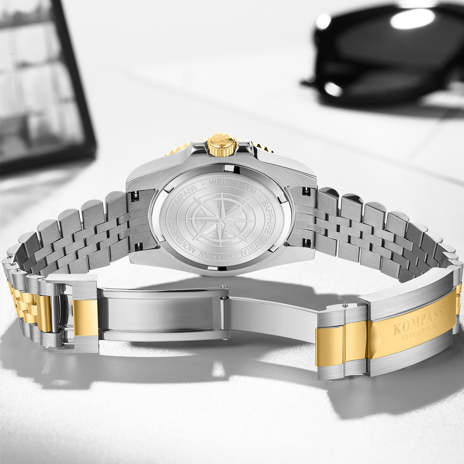 Kompass GMT-Professional Jubilee Sapphire Steel Silver Black Gold - 9