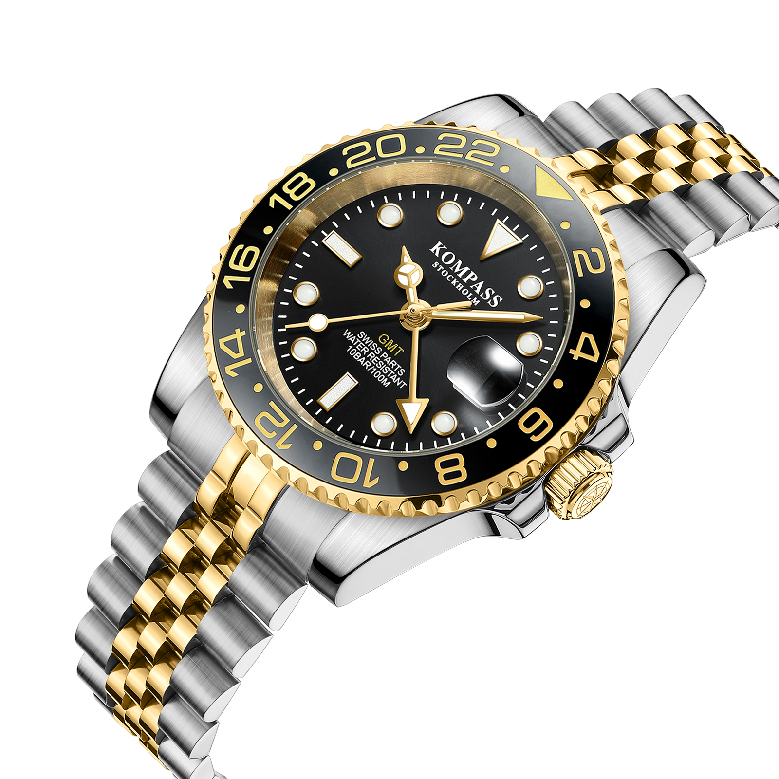 Kompass GMT-Professional Jubilee Sapphire Steel Silver Black Gold - 2
