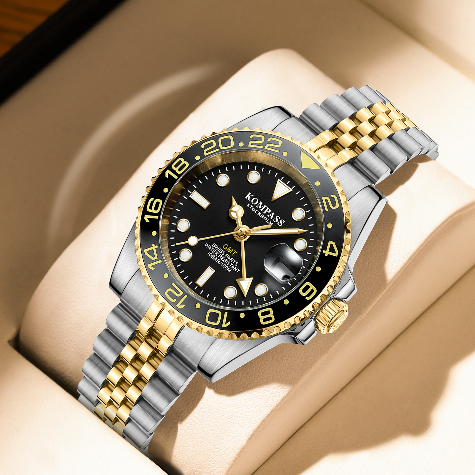 Kompass GMT-Professional Jubilee Sapphire Steel Silver Black Gold - 7