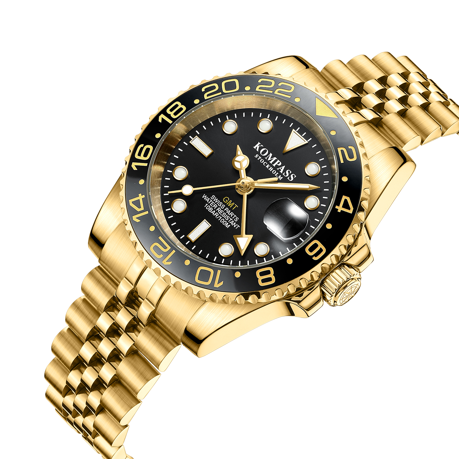 Kompass GMT-Professional Jubilee Sapphire Steel Gold Black - 2